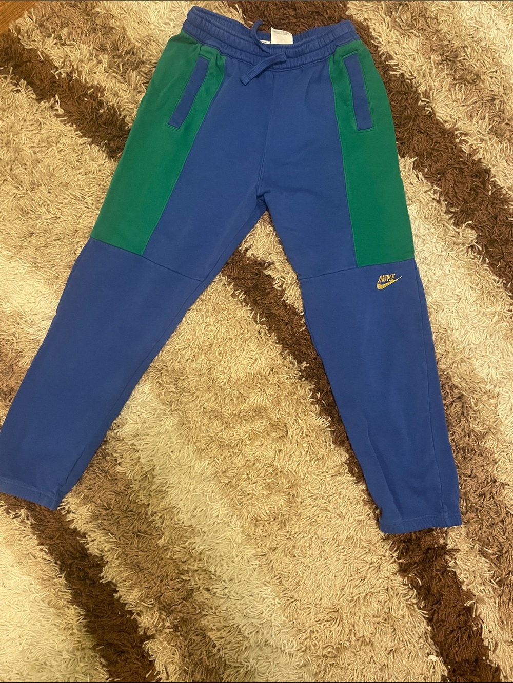 Nike Kids Royal Blue and Green Colorblock Joggers